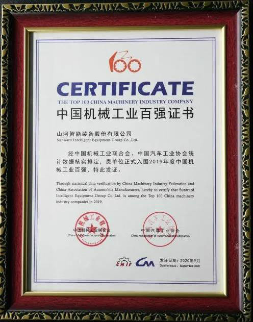 2019年中国机械工业百强发布，排名52位