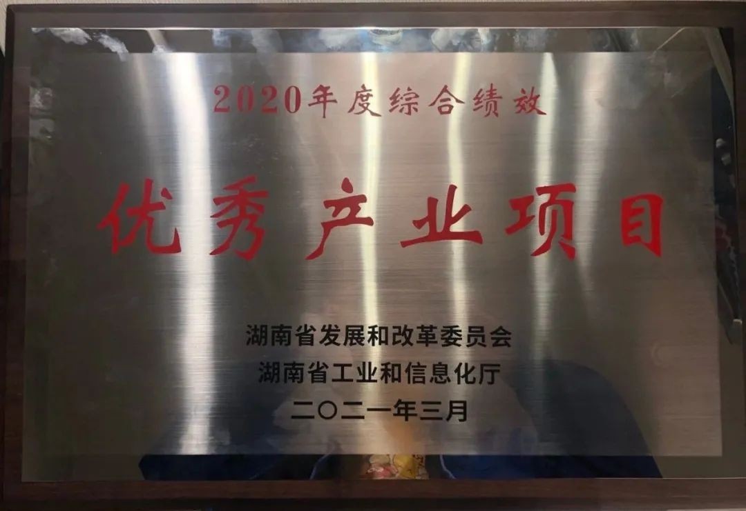 获评湖南“2020年度综合绩效优秀产业项目”