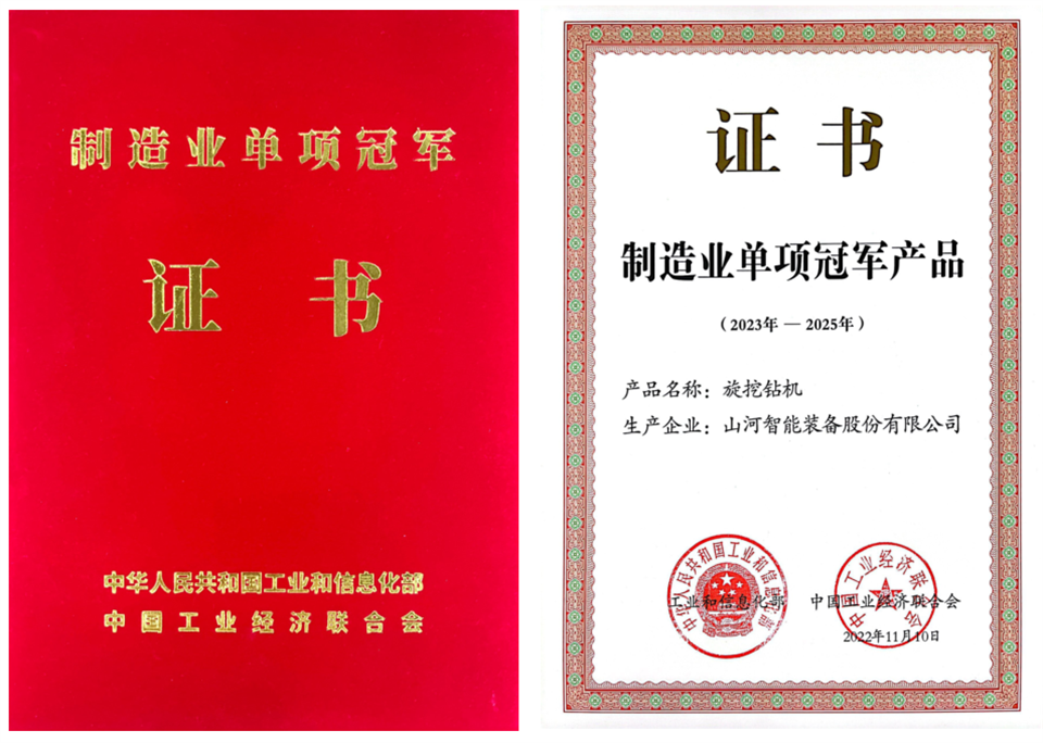 两项单冠，行业唯一！两款桩工产品同获制造业单项冠军